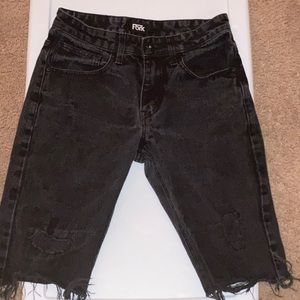 Black ripped denim shorts